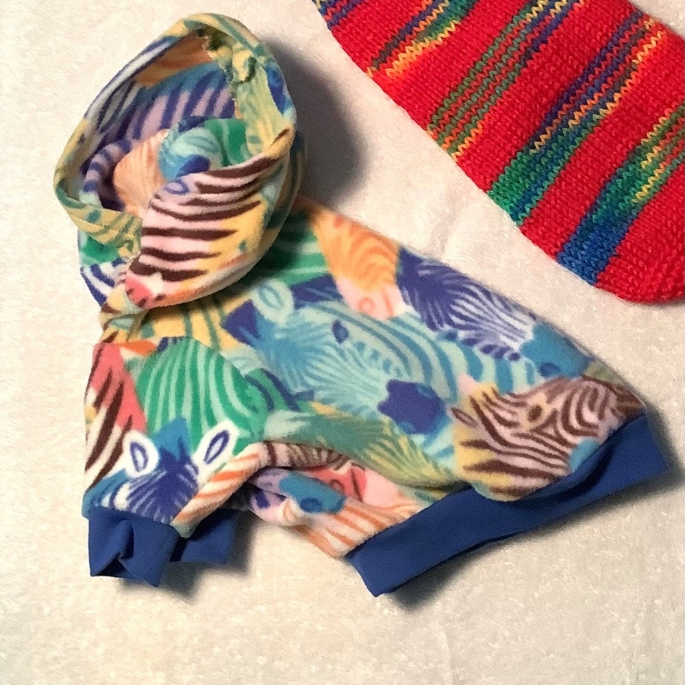 Zebra Fleece Dog Hoodie